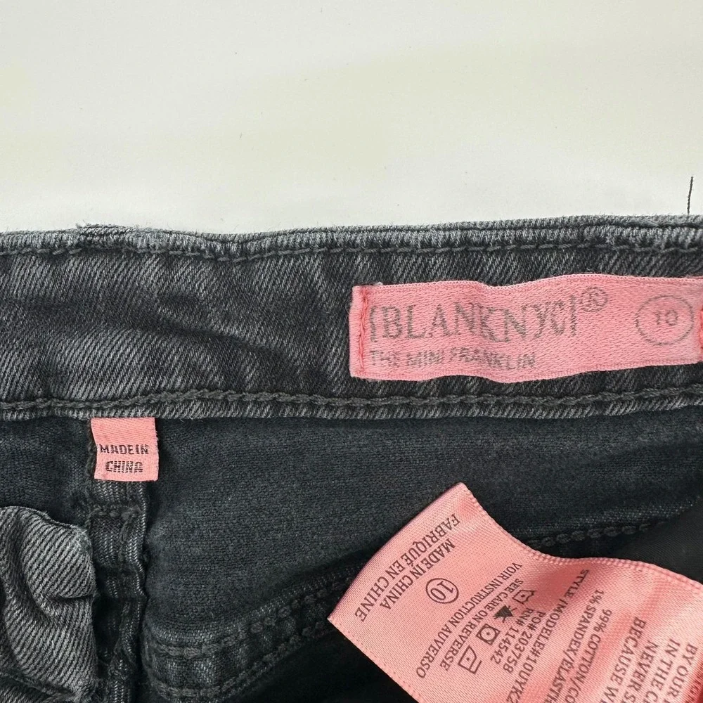 Blank NYC The Mini Franklin Jeans Girls 10 Black‎ Denim Ribcage Wide Leg Raw Hem